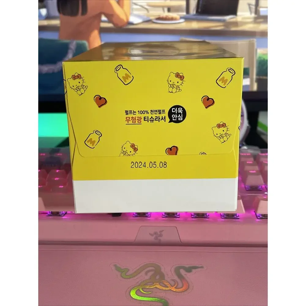 Hello Kitty White Facial Tissue Tissues 200 2 Ply Yellow Box 2022 Sanrio Paper